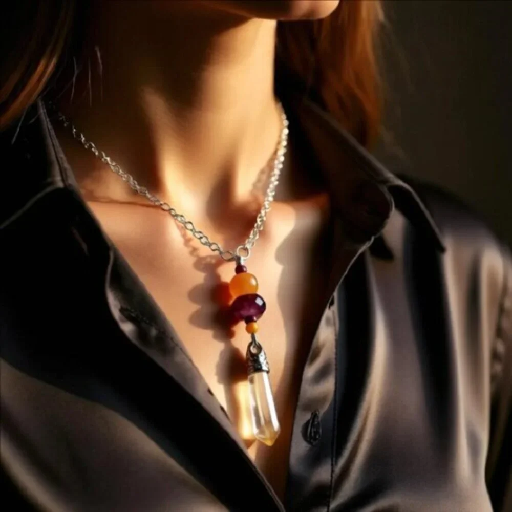 Tangerine Yellow Orchid Beaded Pendant • Vibrant Spring Energy • Boho Sunshine